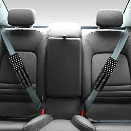 Black US Flag Automotive Seat Belt Cover 2-Pack Soft Car Safety Seat Belt Strap Shoulder Pad Easy to Install Universal Size Fit for Most Cars SUVs Trucks Vans - color: Black US Flag
