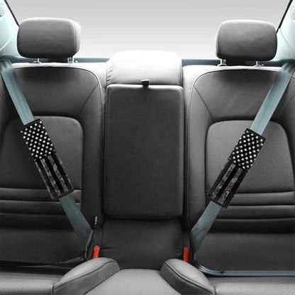 Black US Flag Automotive Seat Belt Cover 2-Pack Soft Car Safety Seat Belt Strap Shoulder Pad Easy to Install Universal Size Fit for Most Cars SUVs Trucks Vans - color: Black US Flag