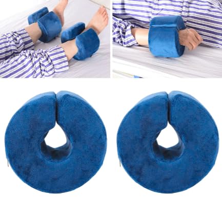 Adult Bed Sore Pads Wedge Foot Support Pillow Pressure Ulcer Ankle Protector Ring Foot Rest Pillows Bedridden Patient Elderly Heel Cushion Sleeping Elevated Foam Pad Leg Post Surgery Recovery Pillow - color: Blue,2pcs