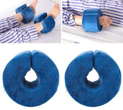 Adult Bed Sore Pads Wedge Foot Support Pillow Pressure Ulcer Ankle Protector Ring Foot Rest Pillows Bedridden Patient Elderly Heel Cushion Sleeping Elevated Foam Pad Leg Post Surgery Recovery Pillow - color: Blue,2pcs