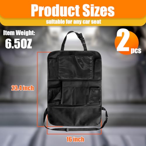 ZIMISI Car Backseat Organizer, Oxford Cloth Kick Mats Back Seat Protector with 9 Pockets & Clear Tablet Holder, Universal Waterproof Car Road Trip Essentials Storage Accessory (2PCS) - size: 2PCS