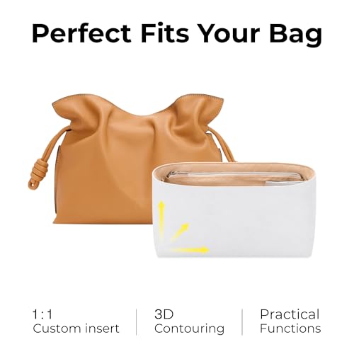 Purse Organizer Insert for LOEWE Flamenco M Handbag,Custom Fit Inside Premium Lightweight Water Resistant Purse Insert with Zipper(Vanile) - color: Vanile, size: Fits-Flamenco M（Zipper）