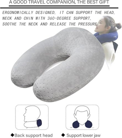 Travel Pillow Neck Pillows for Sleeping Travel Grey Memory Foam U Shape Airplane Pillow for Head and Neck Support Portable Travel Pillow for Traveling Car Home Office