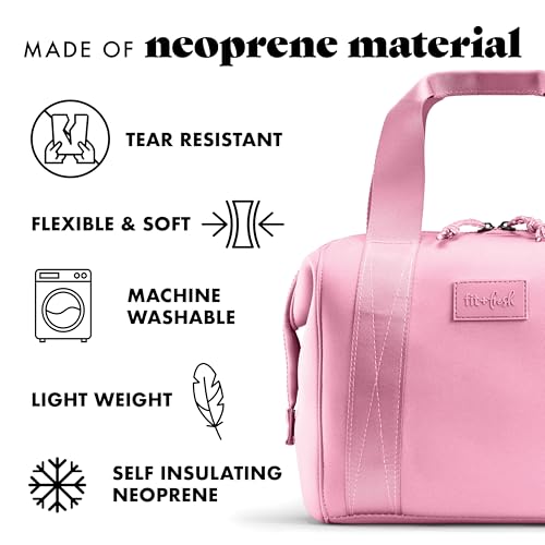 Fit & Fresh Remi Lunch Bag for Women Work – Neoprene Lunch Tote with Containers & Ice Pack, Reusable Meal Prep Lunch Box, Large Capacity, Machine Washable, Pink - color: Pink