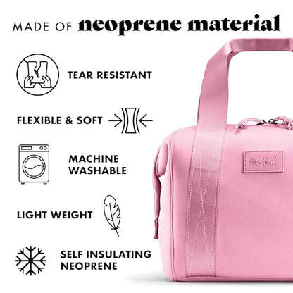 Fit & Fresh Remi Lunch Bag for Women Work – Neoprene Lunch Tote with Containers & Ice Pack, Reusable Meal Prep Lunch Box, Large Capacity, Machine Washable, Pink - color: Pink