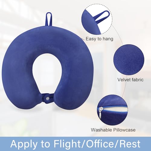Travel Pillow Neck Pillow for Airplanes Memory Foam Neck Pillow for Traveling, Car, Home, Flight Portable Pillow for Sleeping Provide Head Neck Support Rest - color: Vivid Blue