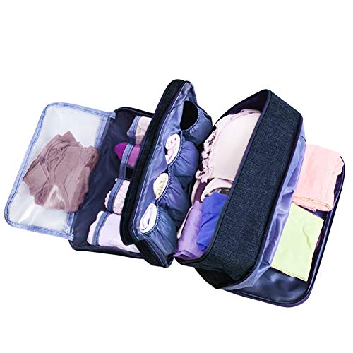 Travel Multi-function Underwear Organize Storage Bag Portable Bra Socks Lingerie Accessories Pack Cube Toiletry Bag - color: Navy