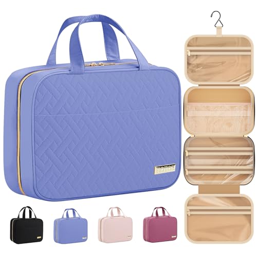 HOTOR Travel Toiletry Bag - Hanging Toiletry Bag for Women & Men, Makeup Bag/Big Comparment, Waterproof for Travel Accessories, Travel Essentials, Medium, Aegean-Blue - color: Aegean-Blue, size: Medium