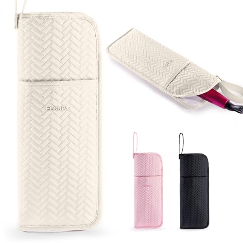 Hair Tools Travel Bag, Heat Resistant Curling Iron Holder & Flat Iron Case, Hot Tools Organizer Pouch for Hair Straightener, Hair Dryer, Crimper & Styling Accessories, Travel Makeup Bag - color: Ivory