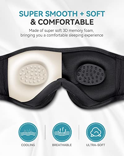 MUSICOZY Sleep Headphones 3D Bluetooth 5.4 Headband Sleep Mask, Wireless Sleeping Headphones Music Earbuds Eye Mask for Side Sleepers Travel with Speakers Cool Gadgets Gifts - color: Blue