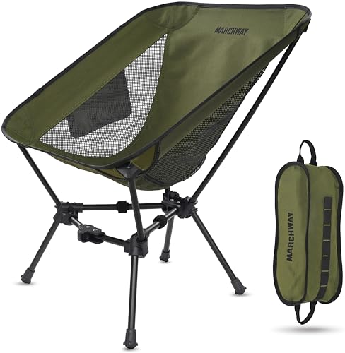 MARCHWAY Lightweight Folding Camping Chair, Portable Foldable Compact for Outdoor Camp, Travel, Beach, Picnic, Festival, Hiking, Backpacking, Supports 330Lbs (Green) - color: Green