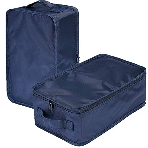 Travel Shoe Bags, Foldable Waterproof Shoe Pouches Organizer-Double Layer (2 Navy Bag) - color: Navy, size: 2 Packs
