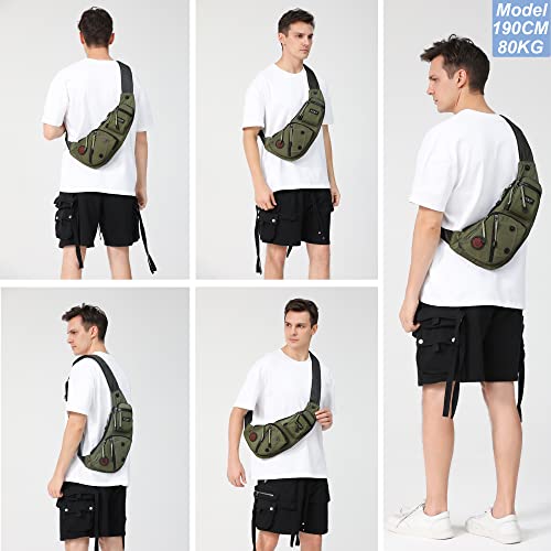 NICGID Sling Bag Chest Shoulder Backpack Crossbody Bags Casual Daypack for Men Women - color: Army Green