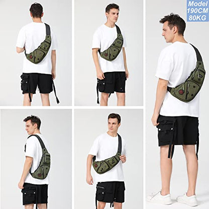 NICGID Sling Bag Chest Shoulder Backpack Crossbody Bags Casual Daypack for Men Women - color: Army Green