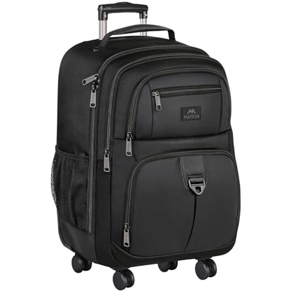 MATEIN Rolling Backpack with 4 Wheels, 17 inch Water Resisatnt Roller Spinner Backpack for Men, Large Busines Travel Wheeled Bag, Airline Approved Carry on Luggage Suitcase Bag, Black - color: Black, size: 17 inch