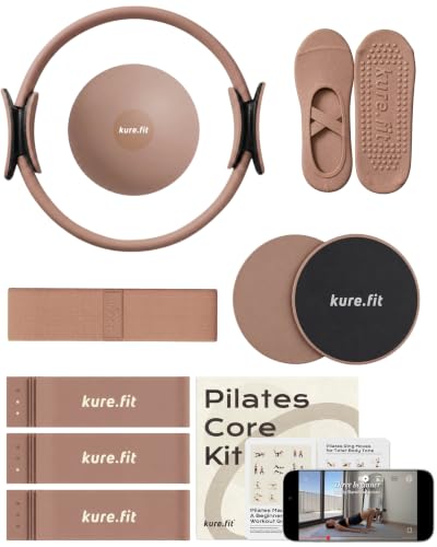 Pilates Kit for Women – Home Pilates Equipment Set with Ring, Ball & Resistance Bands | Pilates Starter Kit with Accessories in Gift Box - color: Mocha, style: Core Kit - 10PC