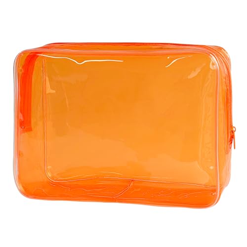 Waterproof PVC Makeup Bag - Leakproof Cosmetic Organizer for Travel Toiletry Storage 9.84×7.09×2.36 Inch for Women & Men (Orange) - color: Orange