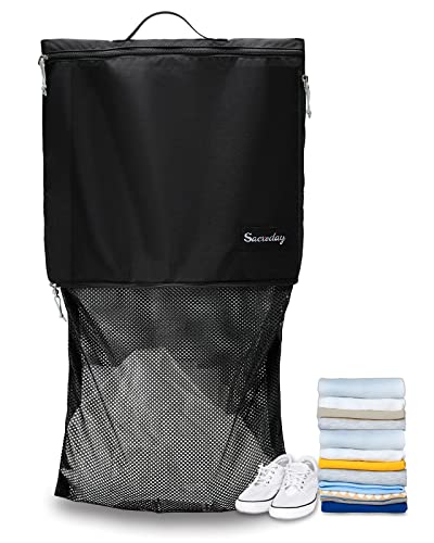 Mesh Laundry Bag Travel Bags-Small Hanging Wash Delicates Reusable Dirty Bag, Travel, Gym, Healthcare Workers, Laundry, Sports, Fitness, Swimwear, Camping, Wet Clothes. L (Black) - size: Large