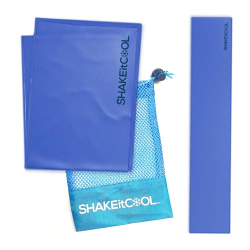 SHAKEitCOOL Original Cooling Towel – Be Cool in Style - Heat Relief, Soft, Lightweight, Sun Protection, Easy Clean - Perfect for Biking, Running, Yoga, Gym, Gardening - Blue - color: Blue