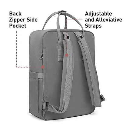 KALIDI Casual Laptop Backpack 15 Inches Classic Camping Rucksack Travel Outdoor Square Daypack College Hiking Gym Bag, Grey - color: Grey