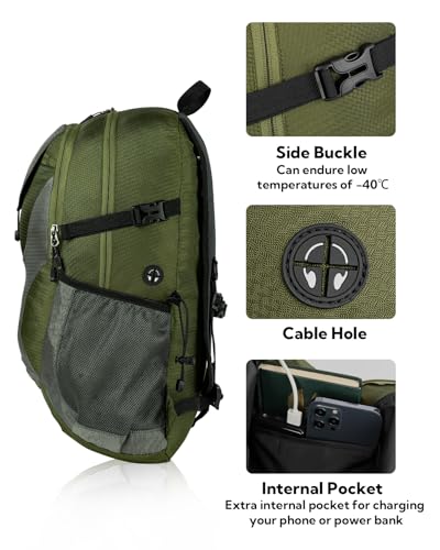 WATERFLY Lightweight Packable Hiking Backpack: 30L Foldable Travel Daypack Ultralight Camping Day Pack for Woman Man - color: Army Green