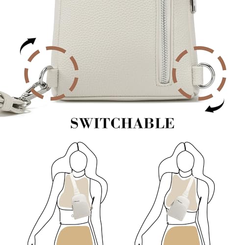 INICAT RFID Blocking Sling Bag, Anti Theft Crossbody Bag for Women Compact Travel Purses Leather - color: White