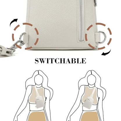 INICAT RFID Blocking Sling Bag, Anti Theft Crossbody Bag for Women Compact Travel Purses Leather - color: White