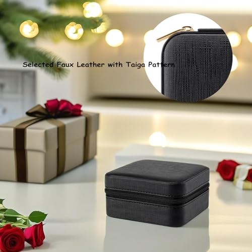 Vlando Small Travel Jewelry Box Organizer - Mirrored Carry-on Jewelries Necklaces Rings Earrings Necklace Storage Case, Black New - color: a. Black 2023