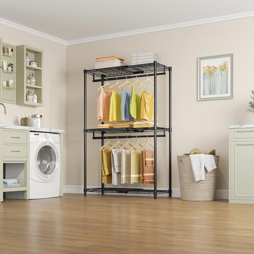 VIPEK X1 Expandable Clothes Rack Heavy Duty Adjustable from 2' to 3'5" with Adjustable Shelves and Hanger Rods, Reach-in & Walk-in Closets Metal Garment Racks Portable Closet, Black - color: Black, size: X1
