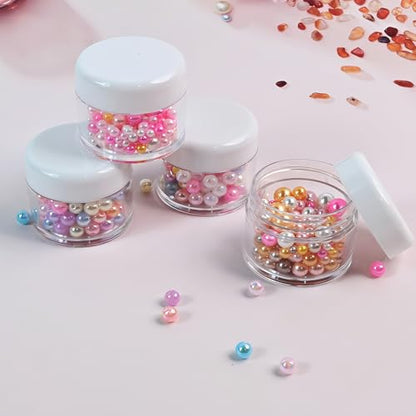 4 Pieces 1 Ounce Empty Clear Plastic Jars with Lids Round Storage Containers Wide-Mouth Leak Proof, for Travel Storage Makeup Beauty Products Face Creams Oils Salves Ointments DIY Making(White)