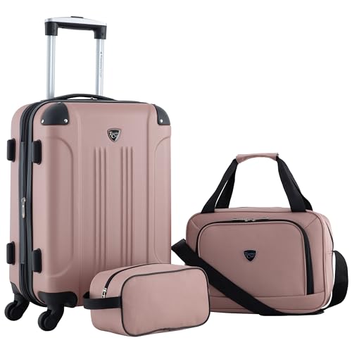 Travelers Club Chicago Hardside Expandable Spinner Luggage, Rose Gold, 3 Piece Set - color: Rose Gold, size: 3 Piece Set