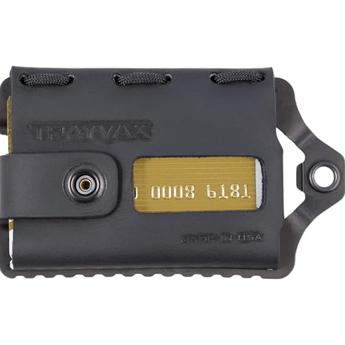 Trayvax Element Wallet, RFID Front Pocket Credit Card Holder with Money Clip, Minimalist Slim Leather Metal Wallet for Men and Women - color: Black | Stealth Black