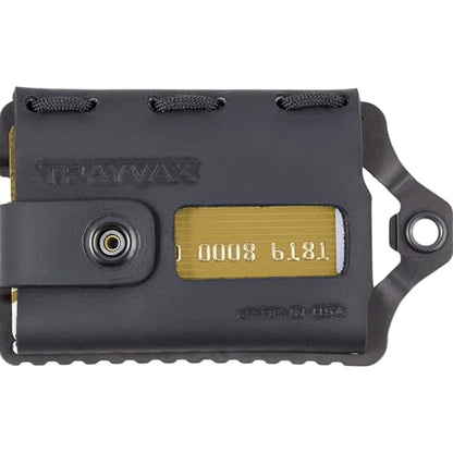 Trayvax Element Wallet, RFID Front Pocket Credit Card Holder with Money Clip, Minimalist Slim Leather Metal Wallet for Men and Women - color: Black | Stealth Black