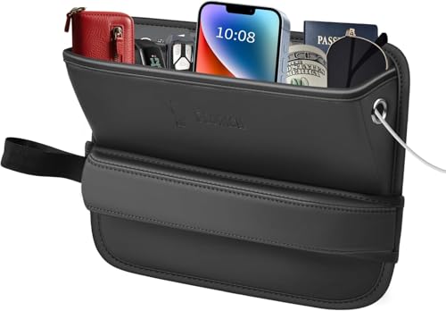 FLORICH Car Seat Gap Filler, Pro-Seats Gap Filler Organizer and Storages 2-in-1, Premium Leather Center Console Organizer, Car Organizer Front Seat Universal Fit for Car SUV Truck - color: B-Pro Car Seat Gap Fille-Black-1Pack
