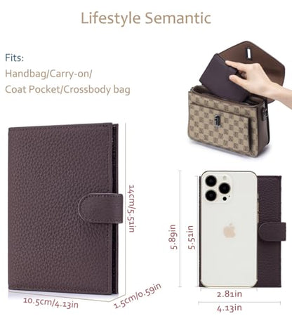 Genuine Leather Passport Wallet with RFID Blocking – Slim Travel Passport Holder with Card Slots, Zipper Coin Pocket & Cash Sleeve, Classic Travel Wallet (Coffee Brown) - color: Coffee Brown