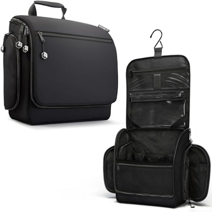 VENTURE 4TH Hanging Travel Toiletry Bag for Women & Men – Large Toiletry Organizer with 18 Compartments, Removable TSA Pouch, Travel Wash Bag for Toiletries, Makeup & Shaving Kit (Black) - color: Black