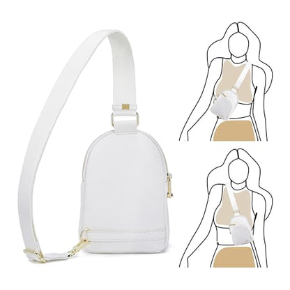 INICAT RFID Blocking Sling Bag, Anti Theft Crossbody Bag for Women Compact Travel Purses Leather - color: White Anti Theft