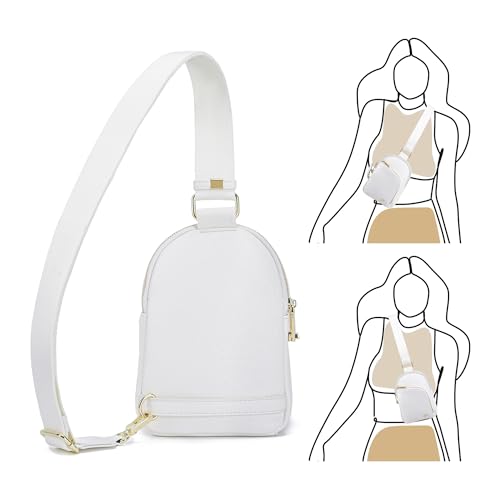 INICAT RFID Blocking Sling Bag, Anti Theft Crossbody Bag for Women Compact Travel Purses Leather - color: White Anti Theft