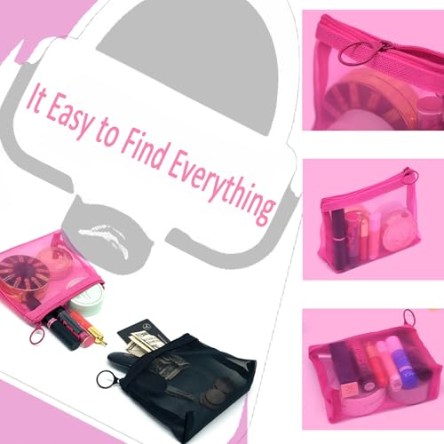 patu Widened Mini Zipper Mesh Bags, Size S, 5" x 4" x 2", 5 Pieces, Beauty Makeup Lipstick Cosmetic Accessories Organizer, Small Travel Kit Storage Pouch, Black - size: S, Widened (5" x 4" x 2", 5 pcs)