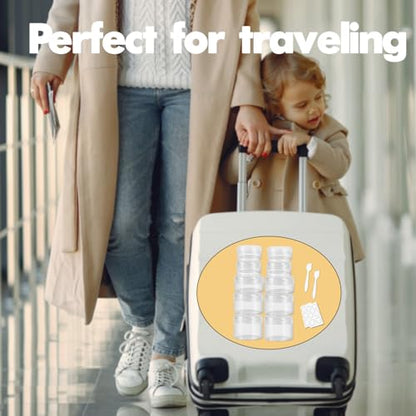 10 Pieces Travel Size Containers, 3/5/10/15/20 Gram Small Travel Containers for Cream, Lotion, Lip Balm and Toiletries, Leak Proof Sample Jars With Labels & Spatulas, Clear - color: Clear