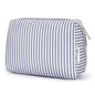 Narwey Striped Makeup Bag Travel Cosmetic Bag Organizer Toiletry Bag Make Up Bags with Compartments for Women Girls (Large, Greyish Blue Stripe) - color: A-Greyish Blue Stripe, style: Large