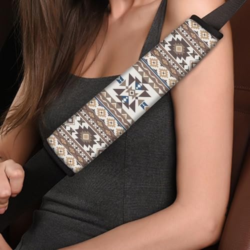 Fashion Aztec Car Seat Belt Pad Cover 2-Pack Soft Car Safety Seat Belt Strap Shoulder Pad Anti-Slip Shoulder Strap Protect Universal Fit Most Cars Women Men - color: Fashion Aztec Geometry