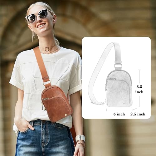 INICAT RFID Blocking Sling Bag, Anti Theft Crossbody Bag for Women Compact Travel Purses Leather - color: Bronw Deep