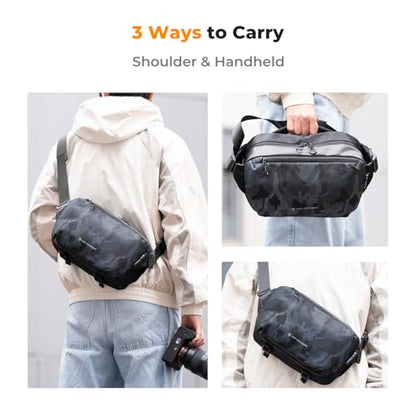 K&F CONCEPT Camera Sling Bag Crossbody Bag Waterproof Camera Shoulder Backpack DSLR/SLR/Mirrorless Camera Case - color: 05 Black+camouflage Medium