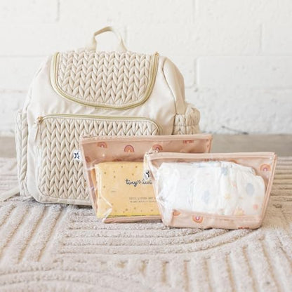 Tiny Twinkle Diaper Bag Organizing Pouches | 2 Pack Mess-Proof Travel Organizer Bags with Structured Bottom & Clear Front | TSA Approved Toiletry Bag Set for Baby and Mom Essentials (Boho Rainbow) - color: Boho Rainbow