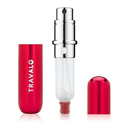 Travalo Classic HD Perfume Atomizer - Leak-Proof and TSA Approved for Air Travel - Reusable, Airtight, Easy-Fill Mini Pump Sprayer - Lightweight, Elegant Design w/Volume Window - Red 0.17oz - color: Red