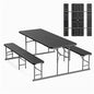 VINGLI Folding Picnic Table and Bench Set, Portable Outdoor Dining Furniture for Camping, Patio, Backyard, Wood Grain Plastic Top with Metal Frame with Kaqi Umbrella - color: Black, style: Standard
