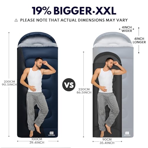 XXL Winter Sleeping Bags for Adults Cold Weather,Camping Sleeping Bag for Kids with Compression Sack,4 Season Camping Essentials Gear for Hiking,Traveling,Outdoor,Backpacking,Climbing