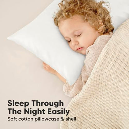 KeaBabies Organic Toddler Pillow with Pillowcase, Jumbo 14X20 - Soft Cotton Toddler Pillows for Sleeping - Machine Washable - Perfect for Travel, Toddler Bed Set (Soft White) - color: Soft White