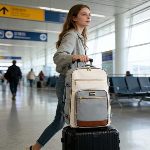 Travel Laptop Backpacks, 30L Carry On Backpack with 3 Packing Cubes, Travel Backpack for Women Airline Approved, Overnight Weekender Backpacks (Light Grey) - color: Grey